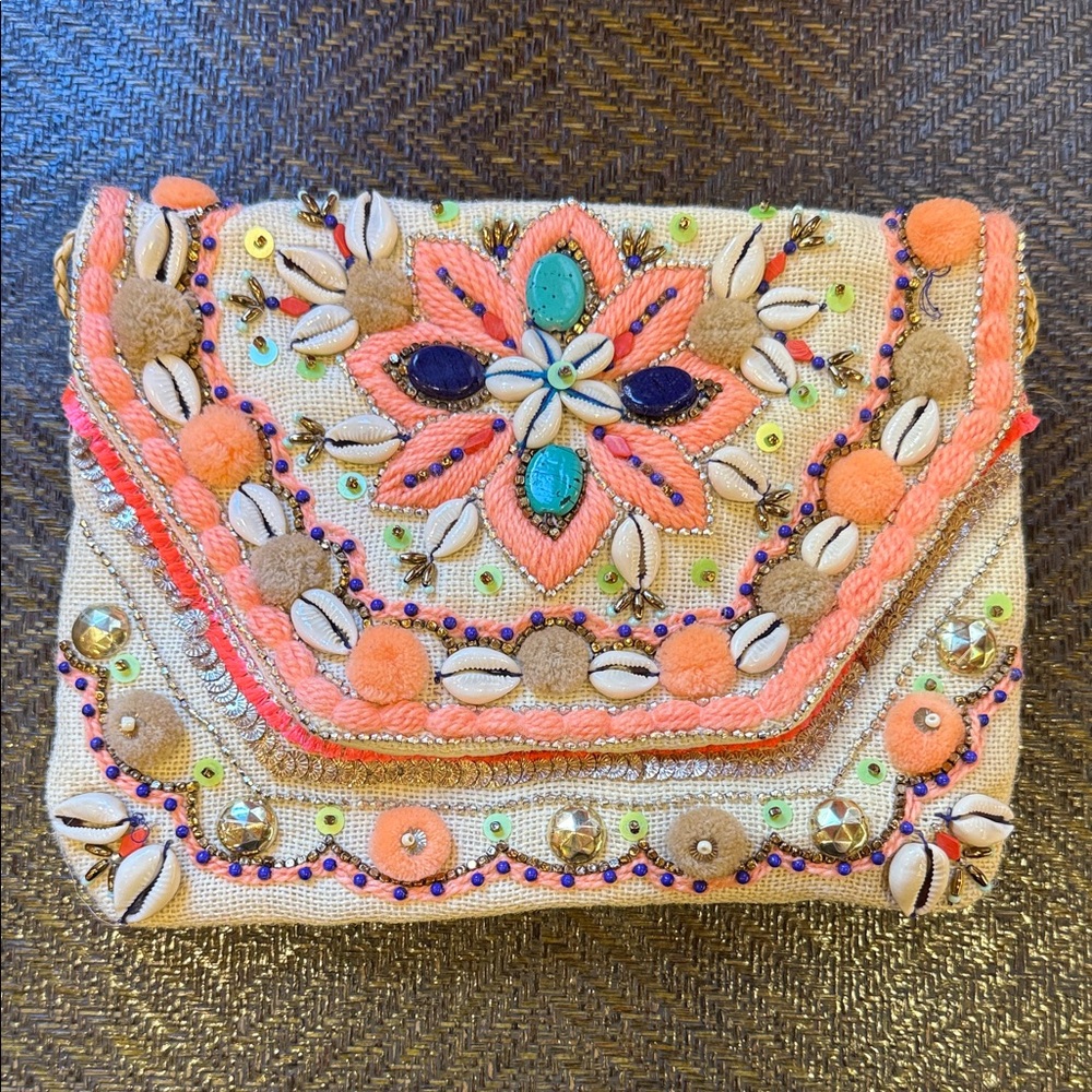 Lakra Embroidered Multicolor Clutch NWOT